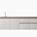 Modern Kitchen Cabinet With White Gray Doors Drawer And Faucet On Countertop
