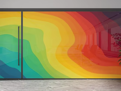 Colorful Rainbow Gradient Glass Room Divider For Modern Home Interior Decor 3d model