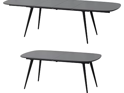 Modern Black Dining Table With Sleek Surface And Minimalist Metal Legs Design 3d model