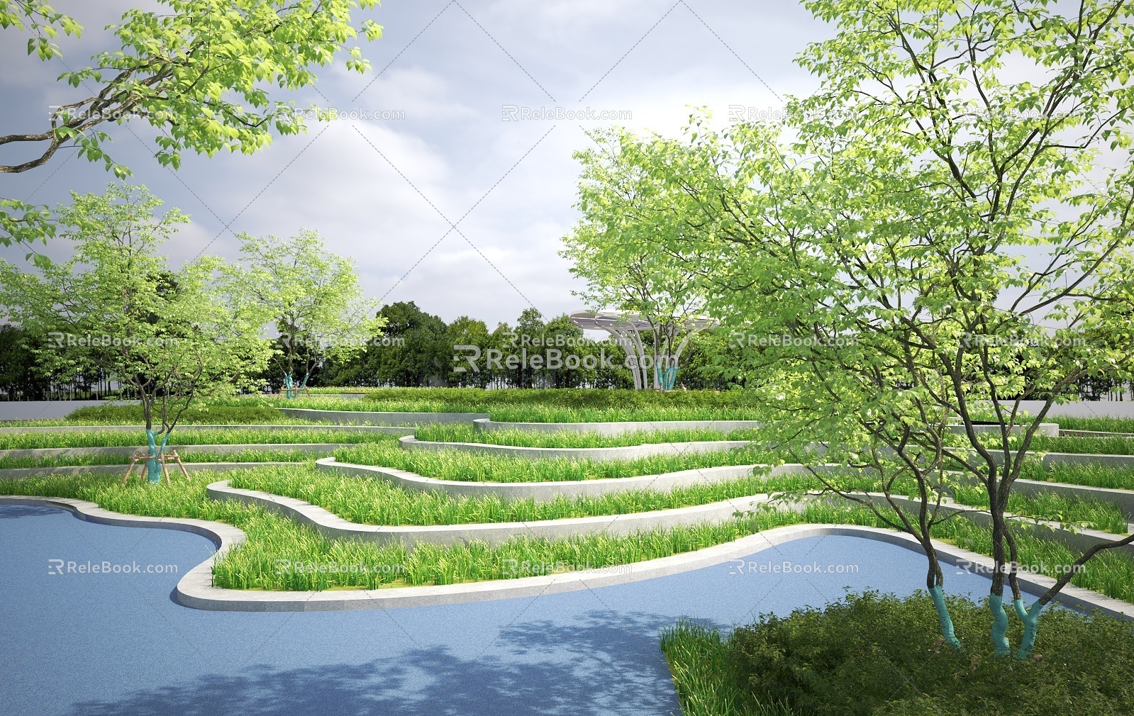 Modern Park Park Landscape Garden Trail Landscape 3d model