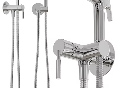 Modern Chrome Shower System With Handheld Sprayer Flexible Hose And Control Valve 3d model