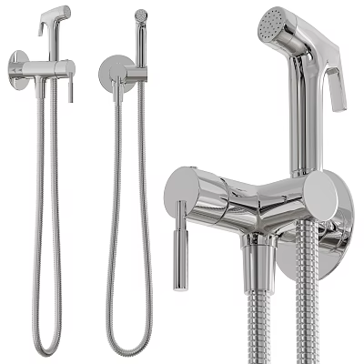 Modern Chrome Shower System With Handheld Sprayer Flexible Hose And Control Valve 3d model