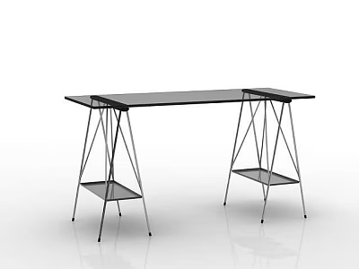 Modern Glass Top Coffee Table With Metal Frame And Lower Storage Shelves 3d model