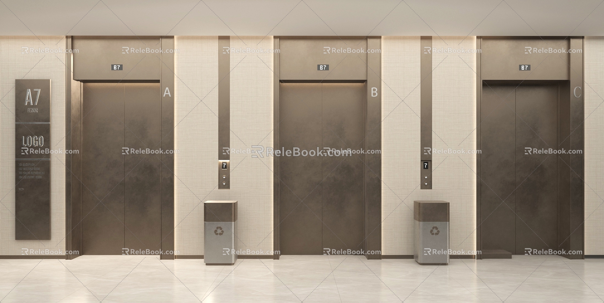 Modern Elevator Elevator Door Elevator Trash Can Lift 3d model