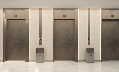 Modern Elevator Door Elevator Trash Can Lift 3d model