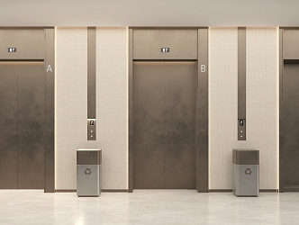 Modern Elevator Door Elevator Trash Can Lift 3d model