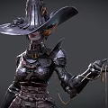 Dark Fantasy Game And Movie Character With Metallic Hat Armored Outfit And Claw Weapon