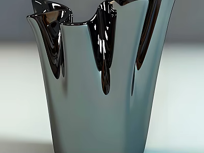 Glossy Black Vase With Unique Sleek Curved Design And Modern Shine 3d model
