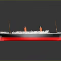 Vintage Cruise Ship Model Featuring Black Red Hull Two Smokestacks And Detailed Deck