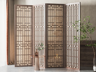 New Chinese Style Screen Partition 3d model