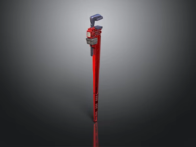 Professional Red Pipe Wrench Manual Plumbing Tool With Long Handle For Industrial Pipe Repair 3d model