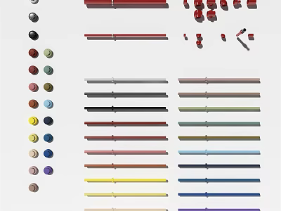 Colorful Pipes And Fittings Collection With Various Types Sizes And Components 3d model