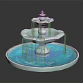 Commercial Multi Tiered Fountain Equipment With Circular Base And Blue Water Flow