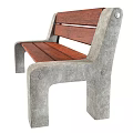 Outdoor Bench With Wooden Slats Backrest And Seat On Concrete Frame