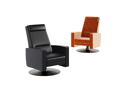 Modern Single Sofa in Black and Brown with Swivel Base and Contemporary Design 3d model