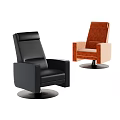 Modern Single Sofa in Black and Brown with Swivel Base and Contemporary Design