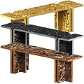 Luxury Modern Console Table Interior Design With Golden Black Brown Marble Textures 3d model
