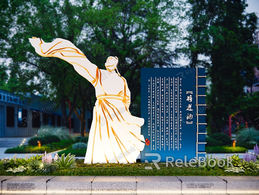 New Chinese City Sculpture Books Poet Theme Sculpture Sculpture Park Cultural Sculpture City Image Node Art Sculpture Promotional Signs model