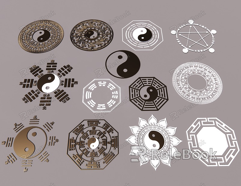 Chinese Tai Chi Eight Diagrams Yin and Yang Eight Diagrams Eight Diagrams Eight Diagrams Compasses Cultural Paving Wall Decorations Pendant model