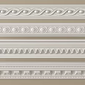 White Gypsum Ceiling Moldings With Various Decorative Patterns For Interior Design 3d model