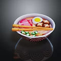 Delicious Ramen Bowl Topped With Fried Egg Chashu Fish Cake Green Onions And Chopsticks