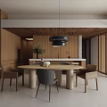 Modern Restaurant Interior Design With Round Dining Table And Wooden Elements 3d model