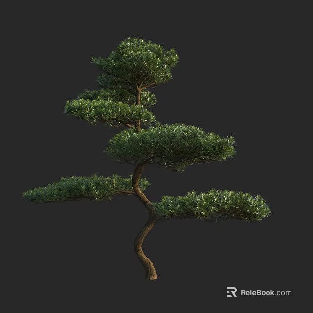 Elegant Arbor With Curved Branches And Layered Green Foliage On Dark Background 3d model 