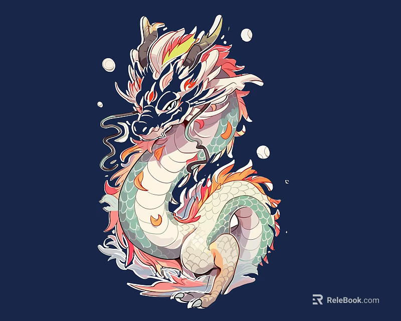 Colorful Carved Dragon Illustration With Intricate Details And Artistic Design 3d model 