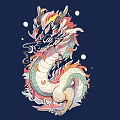 Colorful Carved Dragon Illustration With Intricate Details And Artistic Design