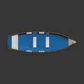 Traditional Wooden Boat With Blue White Hull Seats And Seas Isle Design On Wooden Edges