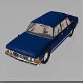 Classic Blue Vintage Sedan With Sleek Body Lines And Retro Front Headlights
