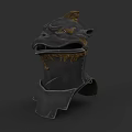 3D Model Beast Head Helmet With Golden Decoration And Black Body Neck Guard