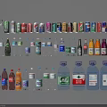Assorted Beverage Bottle Collection Displaying Various Brands Colors And Flavors 3d model