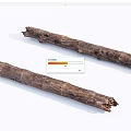Natural Wood Log Branches With Rustic Texture On White Background 3d model