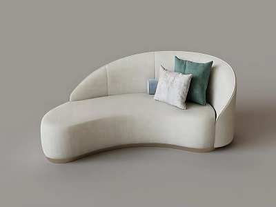 Cream Colored Curved Sofa With Green Beige Blue Accent Pillows Modern Design 3d model
