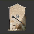 Ancient Brick Building Model Featuring Tower Arches Damaged Section And Stairs