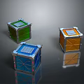 Colorful Cube Storage Boxes For Home Organizing With Green Blue Orange And Metal Trim