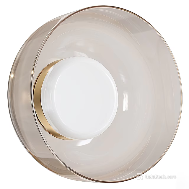Modern Transparent Glass Wall Light With Gold Accent And White Panel 3d model 