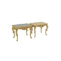 Elegant European Style Dining Table With Ornate Carvings Curved Legs And Gold Accents