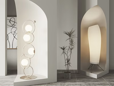 Quiet floor lamp combination 3d model