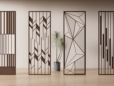 Modern Room Dividers With Geometric Patterns And Metal Frames For Interior Decor 3d model