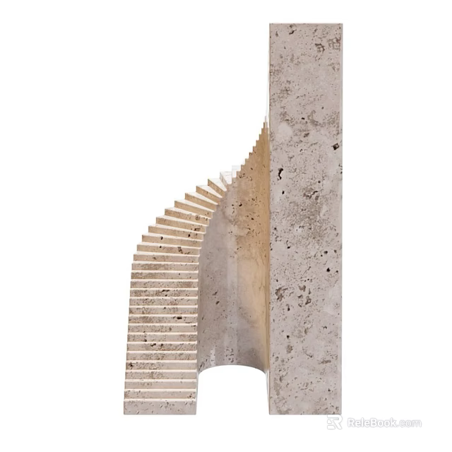 Contemporary Spiral Staircase With Curved Textured Concrete Steps And Minimalist Design 3d model 