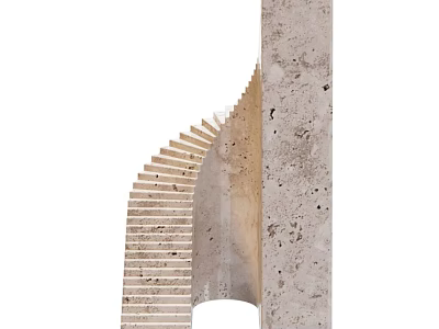 Contemporary Spiral Staircase With Curved Textured Concrete Steps And Minimalist Design 3d model