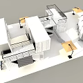 ELEA WORK CAFE Modern White Building With Open Outdoor Space And Yellow Umbrella