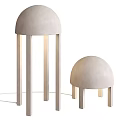 Two Modern Design Table Lamps With White Dome Shape And Slender Pillars Lighting 3d model