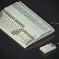 Vintage Computer Classic Design Featuring Full Size Keyboard And Wired Mouse 3d model