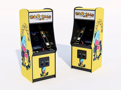 Two Yellow Pac Man Arcade Entertainment Appliances With Classic Gaming Design 3d model