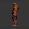 Fierce Orange Fur Monster Character With Muscular Build Sharp Claws And Standing Posture