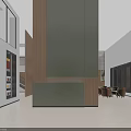 Modern Reception Area With Wooden Wall Panels Logo Desk Grid Pendant Light And Chairs