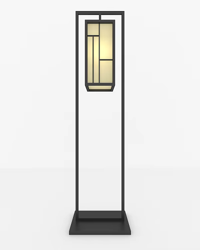 Modern Minimalist Floor Lamp With Black Metal Frame And Glass Panel Design 3d model